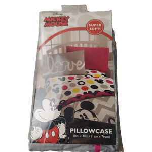 Mickey Mouse Pillowcase Jay Franco "Love" Super Soft 20" x 30" 1 Count Gray Pink